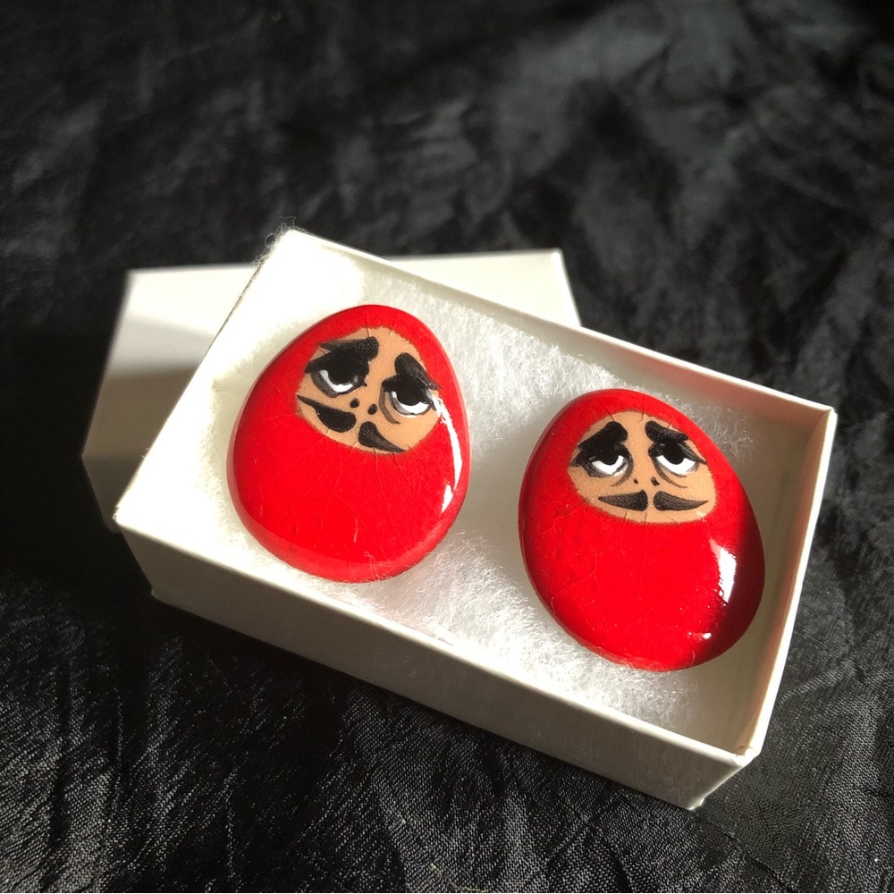 Handmade Daruma Earrings